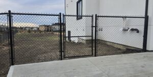  Vynil coated black chain-link fence gate